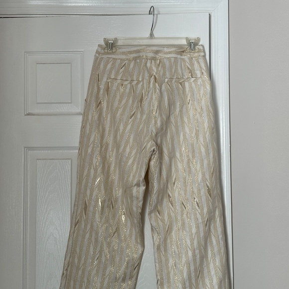 Porridge Women's Trousers Size 4 Brand New Gold Cream Metallic Party Glam Anthro - Picture 6 of 11